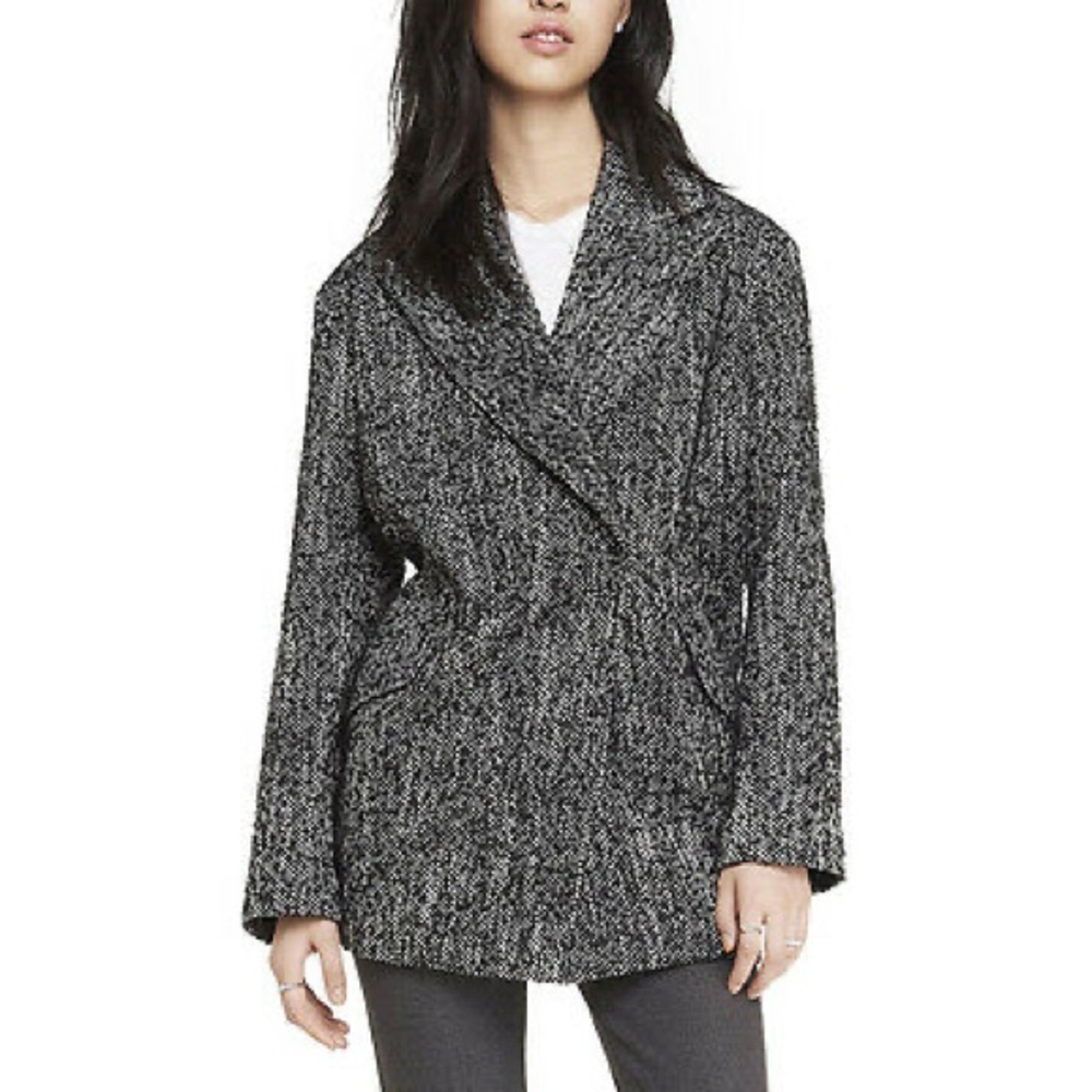 Express Double Breasted Tweed Coat